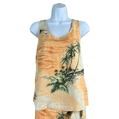 Camiseta sin mangas Tommy Bahama para mujer mediana amarilla de lino floral hawaiana Foto 1 de 4