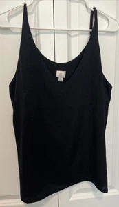 Camiseta sin mangas A New Day sedosa negra cuello en V correa de espagueti ajustable ajuste grande - Imagen 1 de 3