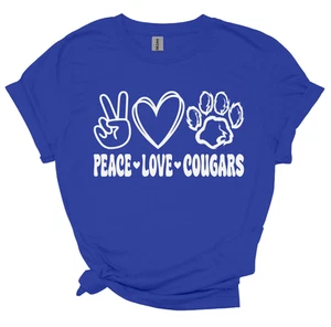 Peace Love Panthers, Wildcats, Cougars, Tigers OR Lions T-SHIRT, Youth & Adult - Picture 1 of 18