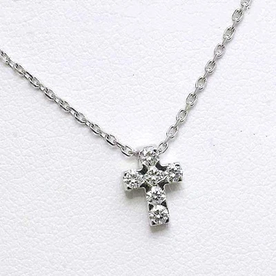 Van Cleef & Arpels Diamant 18k Weiss Gold Anhänger Halskette Kreuz Silber - Bild 1 von 4