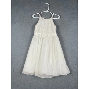 David's Bridal Girls White Floral Girl Dress Size 4 - Picture 1 of 7