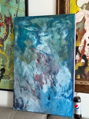 "HILDA EPNER - ARTISTA LISTADO - EL AZUL OCÉANO - ESTILO JACKSON POLLOCK - 24""x36""" Foto 1 de 4