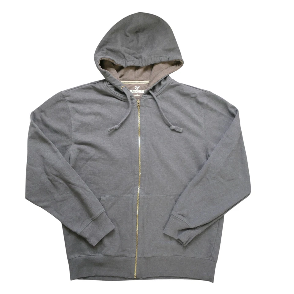 Outdoor Life Hoodie Large Sweatshirt Hooded Mens Brown Full Zip Heavy Layer Hike - Image 1 of 4