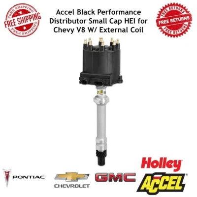 Accel Black Performance Distributor Small Cap HEI for Chevy V8 W/ External Coil - Image 1 of 4