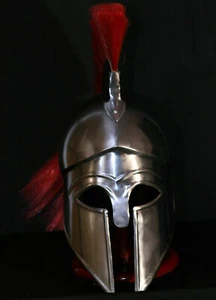 Casco Corintio Griego Medieval Con Pluma Roja Caballero Griego Casco Listo para Batalla - Imagen 1 de 4