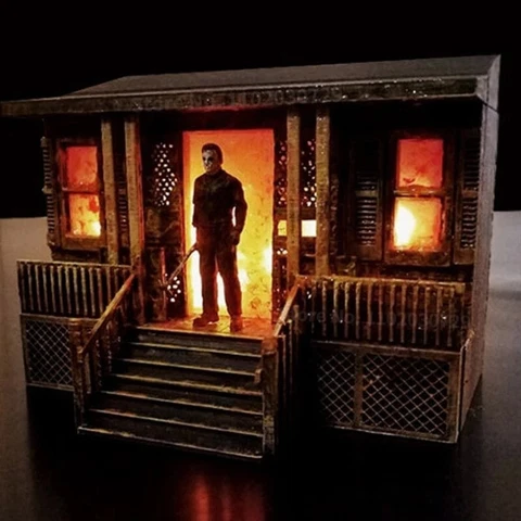 Horror Resin Figure Michael Myers Statue Decorations Halloween Toys Light Up New Cover