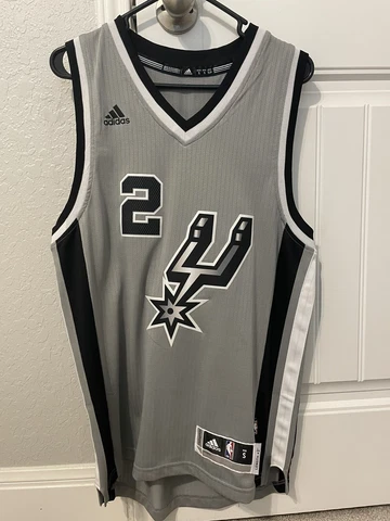 Adidas San Antonio Spurs Jersey #2 Leonard Mens Small Gray NBA Sewn Cover