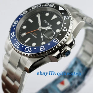 Parnis 40mm GMT Ceramic Bezel Sapphire Glass Black Dial Automatic Men's Watch - Picture 1 of 14