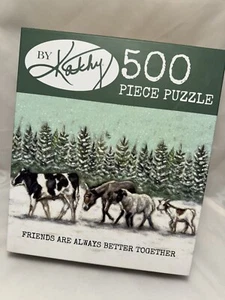 Rompecabezas Friends Are Always Better Together de 500 piezas de Kathy Animals Snow Cow Trees - Imagen 1 de 5