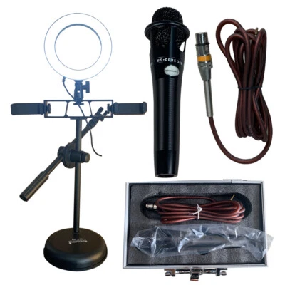 Live Wired Microphone Studio Mic Stand Phone Holders Desktop Selfie Ring Light - Image 1 of 4