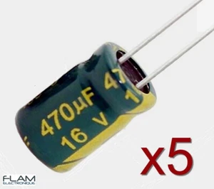 5x condensateur électrolytique 16V 470uF JCCON Radial Aluminium Capacitor 8x12mm - Imagen 1 de 4
