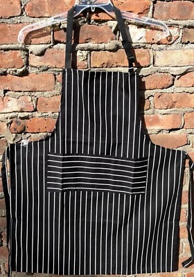 Nuevo Delantal Rayas Negro Unisex Hecho en EE. UU. Cuello Ajustable Foto 1 de 2