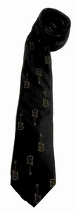Gustavo Black With Guitars 100% Silk Neck Tie - Picture 1 of 5