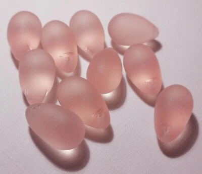 POLARIS - 10 BÖHMISCHE GLASPERLEN TROPFEN Rose XXL 24 MM (4/3) - Bild 1 von 3