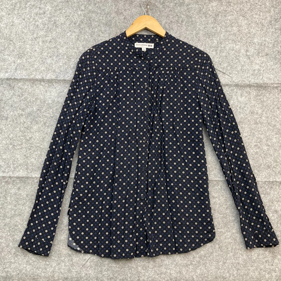 Uniqlo Ines De La Fressange Blouse Top Womens S Small Blue Floral Button 25014 - Image 1 of 4