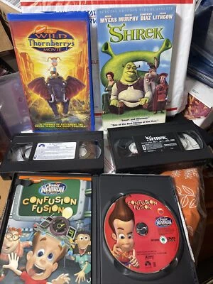 Shrek Special Edition VHS Wild Thornberries Movie VHS Jimmy Neutron DVD NICK  - Image 1 of 4