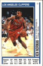 1991-92 Panini Stickers Los Angeles Clippers Basketball Card #12 Ken Norman
