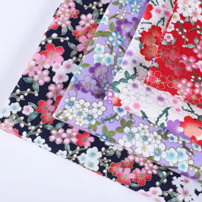 1M Japanese Flower Fabric Cotton Patchwork DIY Kimono Wedding Dress Sewing Craft - Image 1 of 4