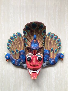 Handmade Wooden Sri Lankan Traditional Bird Mask 10" Home Decor Collectible - Picture 1 of 8