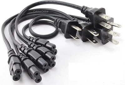 CablesOnline, 5-Pack 1ft 2-Prong Figure-8 Replacement Computer Power Cord Cable - Image 1 of 3