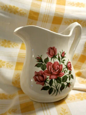 Vintage Royal Crownford Falcon Ware JUG 'Durability' ROSES - Custard Milk Cream - Image 1 of 4