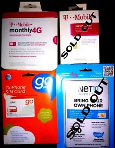 ATT GoPhone Sim Card OR T-Mobile NEW - Picture 1 of 4