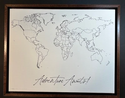 Compass Maps Framed Canvas 14x11 World Push-Pin Travel-Recording Map NEW - Image 1 of 4