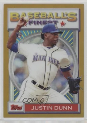 2020 Topps Finest Flashbacks Gold Refractor /50 Justin Dunn #140 Rookie RC - Image 1 of 2