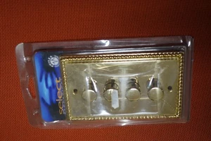 Polished Brass GEORGIAN Dimmer Switch 4 Gang 2 Way 40-250w Braided rope - Picture 1 of 2