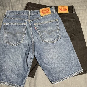 Levis 505 Denim Jorts Mens 34 Lot Of 2 Black Blue Jean Shorts Y2K Cotton - Picture 1 of 23