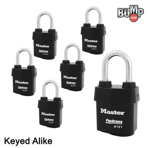 Master Lock- 6 High Security Pro Series Padlocks 6121NKALF w/BumpStop Technology - Picture 1 of 3