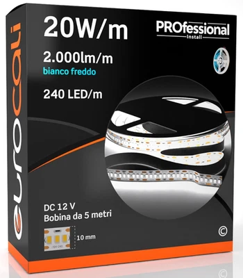 1X Striscia LED Monocolore 1200 LED 100W 240 Led/M Bobina Da 5Mt IP20 Da Interno - Immagine 1 di 4