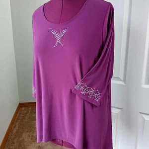 Suzie in the City Magenta Blouse 1X studded purple hi-lo shark bite repaired - Picture 1 of 13