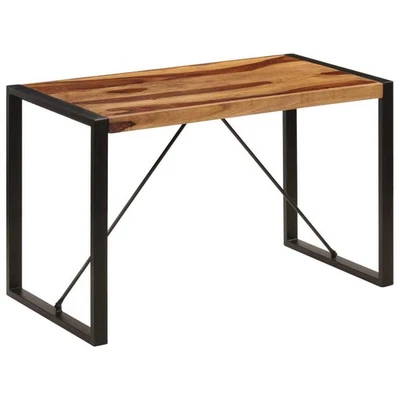  Mesa de comedor marrón y negro madera maciza de acacia 47,2 pulgadas duradera Foto 1 de 4