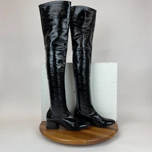 Botas por encima de la rodilla de charol negro Khaite Sedona para mujer talla EU 37 US 7 GUC - Imagen 1 de 13