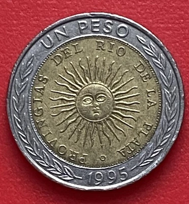 ARGENTINA 1 Peso "PROVINGIAS" SPELLING  ERROR 1995 BIMETALLIC COIN -Circulated - Image 1 of 3