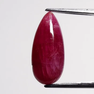 💎 4.90ct 15x6.7mm Pear Cabochon Natural Purplish Red Ruby - Unheated Africa Gem - Image 1 of 4