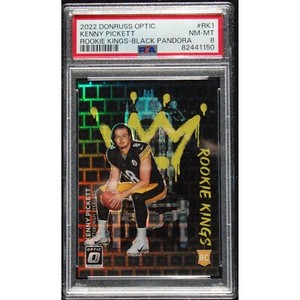 2022 Donruss Optic Kenny Pickett Black Pandora Prizm RC Rookie Kings #/25 PSA 8