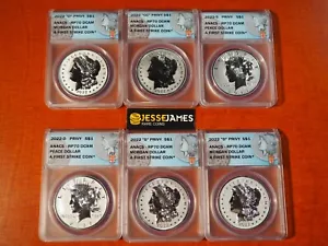 2022 $1 FIJI REVERSE PROOF SILVER MORGAN & PEACE ANACS RP70 FS 6 COIN SET - Picture 1 of 2