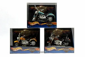 Harley Davidson Lot of 3 Hot Wheels Softail Deuce Fat Boy Heritage Softail 1:18. - Picture 1 of 8