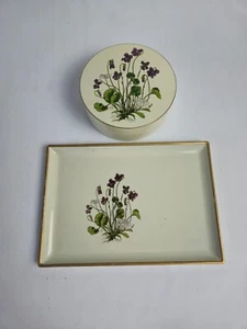 Otagiri Lackware violett kleines Tablett und runde Box - Bild 1 von 7