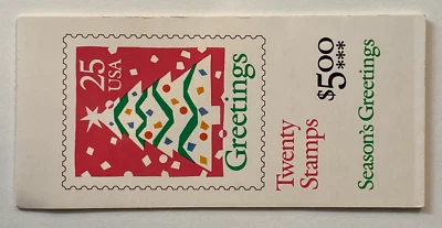 Scott #2516a Booklet Pane of 20 Stamps - 1990-25¢ "Christmas"- Free Shipping #1 - Image 1 of 3