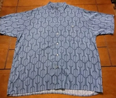 John Henry Viva Tropical Hawaiian Shirt Size Large Village Short Sleeve Blue - Image 1 of 4