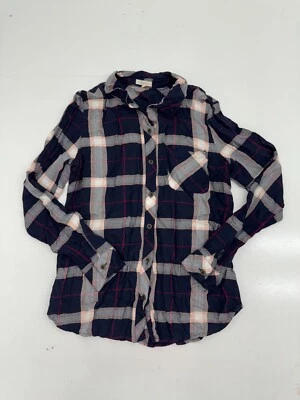 Copper Key Navy Blue Plaid Long Sleeve Button Up Womens Size Small - Image 1 of 4