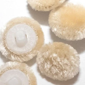 ONE SMALL SILK VELVET BUTTON, PALE YELLOW, SIZE: 11 MM, WHITE BACK - Picture 1 of 4