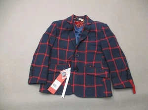 NWT Elie Balleh Size 2-3 Boys Multicolor Plaid 100% Cotton Button Up Blazer 657 - Picture 1 of 10