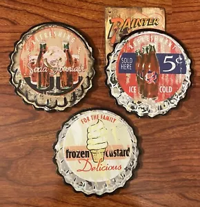 Juego de 3 imanes de tapa de botella de metal de 4" Kool Kola y natillas congeladas - Tom Baldwin - Imagen 1 de 1