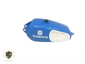 APTO PARA HUSQVARNA 1974 CR 250 WR 250 MAG REPRO TANQUE DE ACERO CROMADO PINTADO AZUL - Imagen 1 de 7