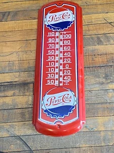 Vintage 27x8 Pepsi Cola Metal Thermometer - Picture 1 of 9