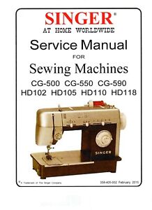 121-Page Singer Service Manual, on CD, for Sewing Machines CG-500 CG-550 CG-590